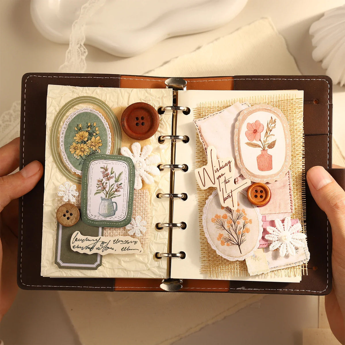 Floral Envelope Sealing Stickers – 45 Sheets DIY Kraft Paper Decorative Craft Stickers Qme