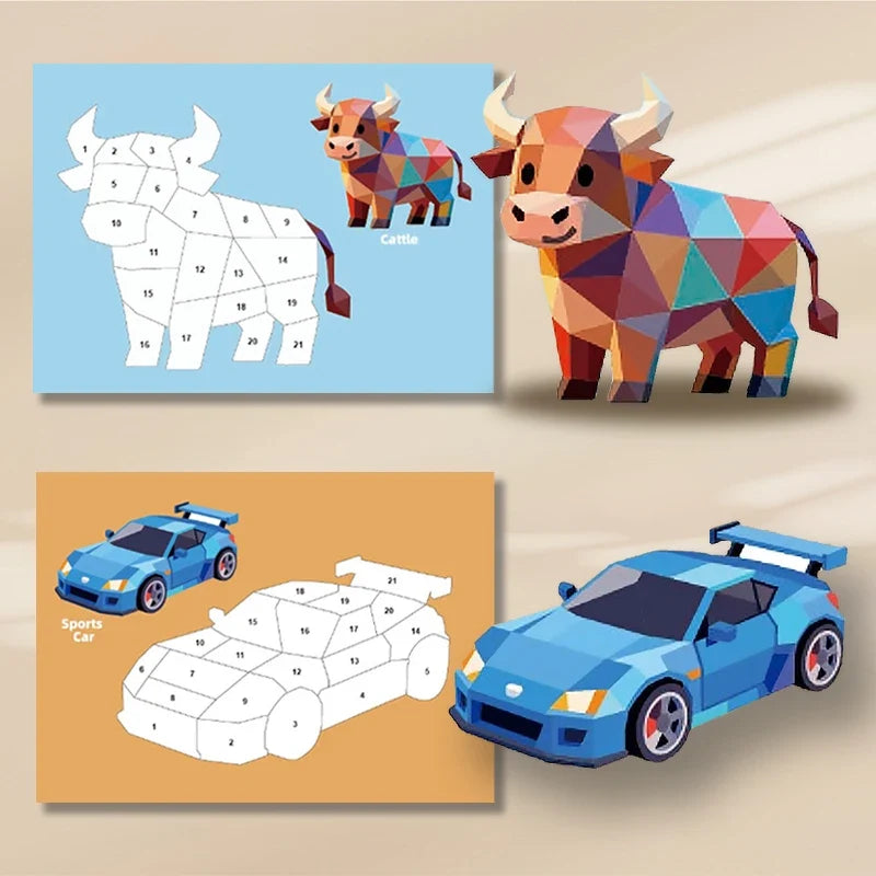 3D Number Matching Puzzle Sticker Set – DIY Art for Kids DIY Sticker Puzzle Set Qme