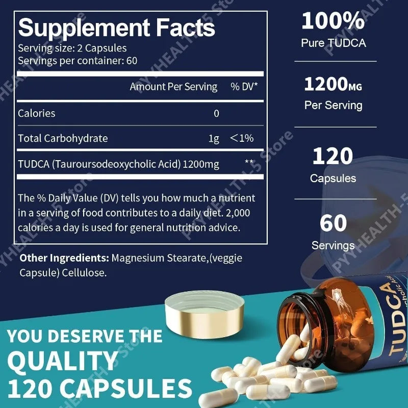 TUDCA Bile Salts 120 Capsules – Vegan Liver Support Supplement Liver Support Supplement Qst
