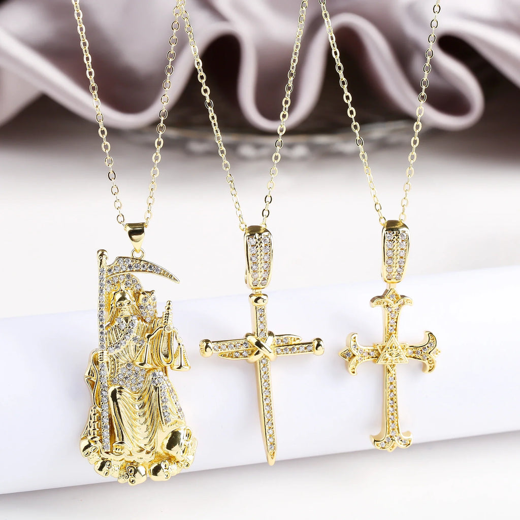 Cubic Zirconia Cross Pendant Necklace | Religious Jewelry Cross Pendant Necklace Qme