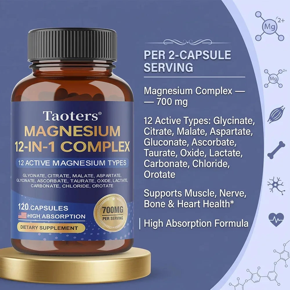 Magnesium Complex Capsules – Glycinate Citrate Taurate | STRESSXCEL Magnesium Supplement Qst