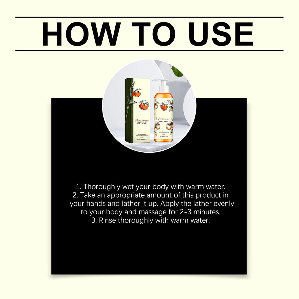 Persimmon Body Wash Gel 100ml – Moisturizing Shower Gel Body Wash Gel Qst