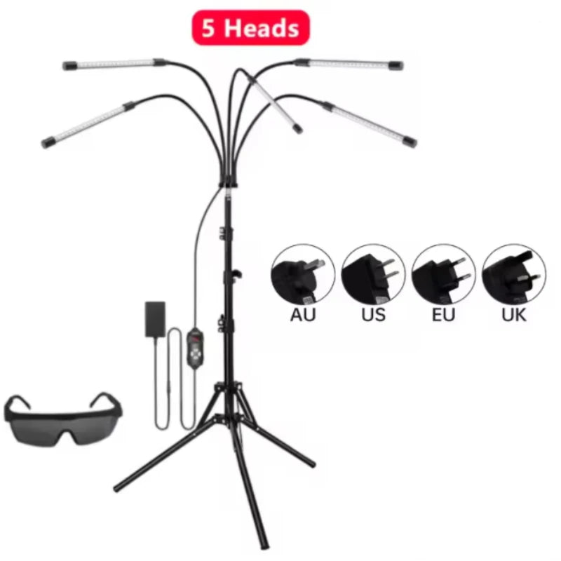 ZONGKUNG 4-Head Red Light Therapy Lamp 660nm 850nm Body & Face Red Light Therapy Lamp Qst 5 Head Light