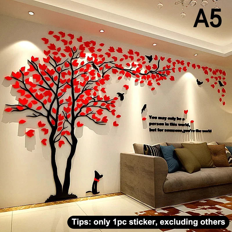 3D Acrylic Tree Wall Stickers – Self-Adhesive Wall Decal Wall Decal Sticker Qst A5