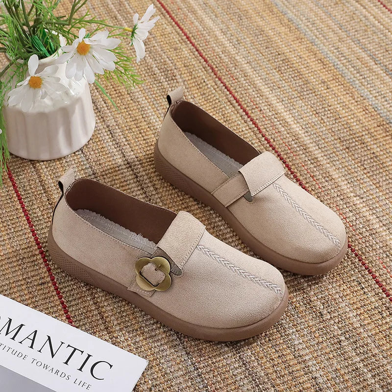 Women's Retro Flat Loafers – Thick Sole Non-Slip Casual Shoes Women's Flat Loafers Qst