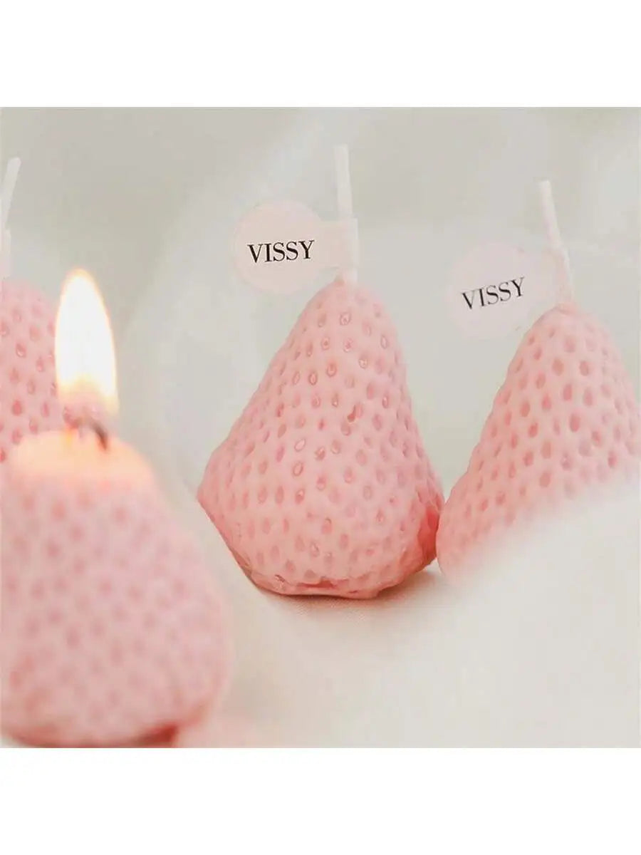 Strawberry Shaped Soy Wax Scented Candles – Set of 4 Scented Novelty Candles Qme