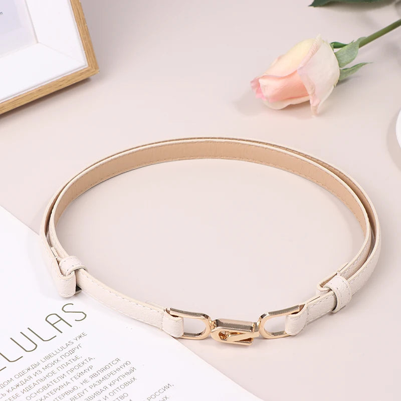 Women's PU Leather Corset Belt – Metal Buckle Waist Strap Women's Fashion Belt Qst Beige