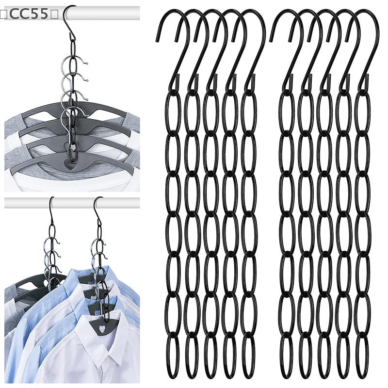 Stainless Steel Foldable Clothes Hanger Organizer | 1/5 Pack Hanger Organizer Qst