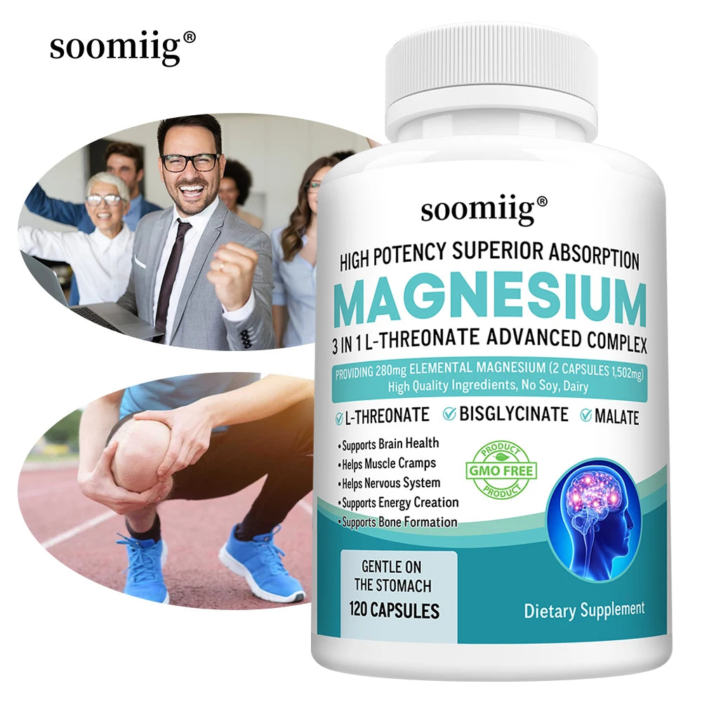 3-in-1 Magnesium L-Threonate, Glycinate & Malate Capsules Magnesium Supplement Qst