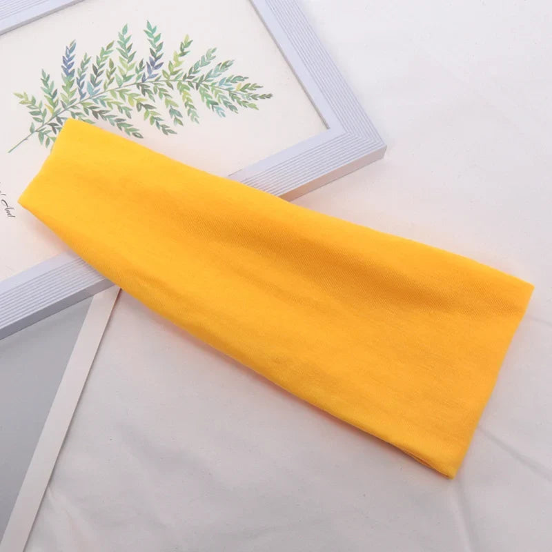 Women's Wide Knitted Cotton Sport Headband – 16 Colors Sport Headband Qme Gold One Size