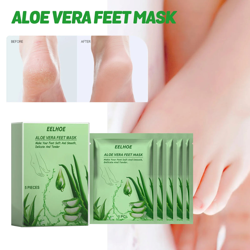 Aloe Vera Moisturizing Foot Mask Booties – 5 Pairs Exfoliating Foot Mask Booties Qst