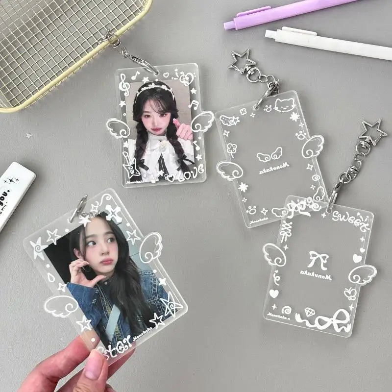 Clear Acrylic Photocard Holder Wing Star Keychain – 4 Colors Photocard Keychain Qme