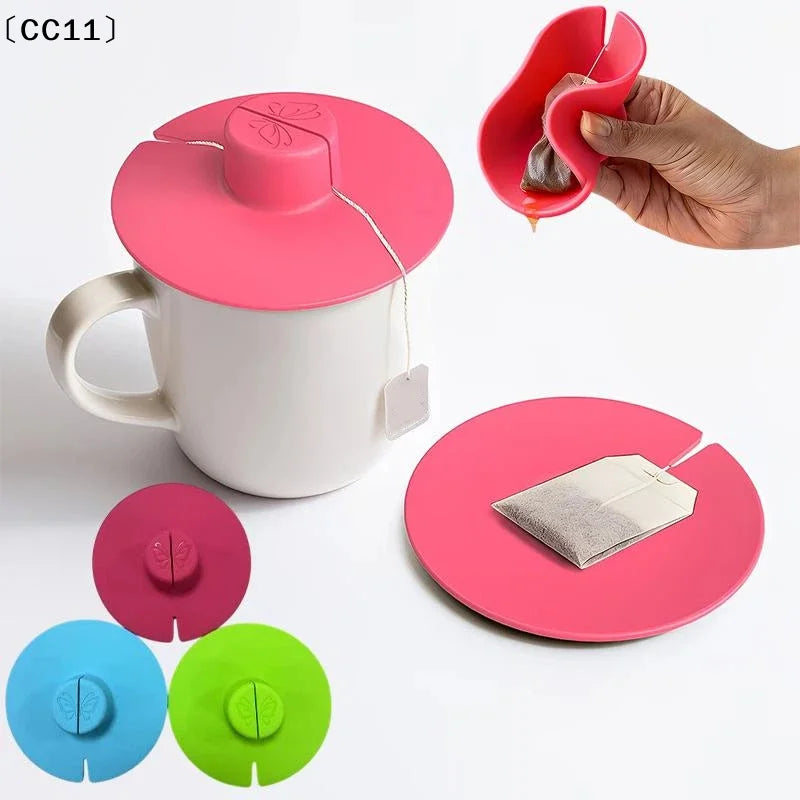 Silicone Tea Bag Holder & Squeezer with Handle | Reusable Lid Tea Bag Holder Qme