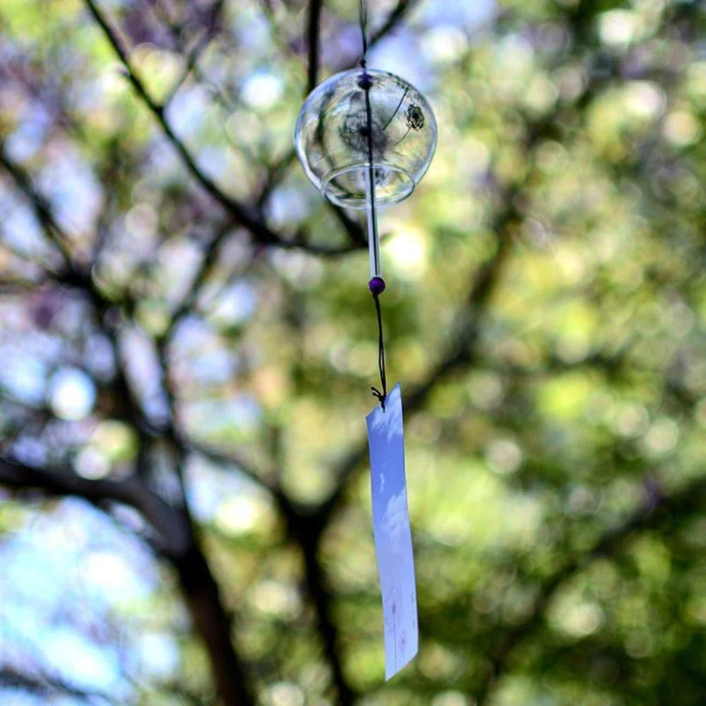 Japanese Glass Furin Wind Bell | Handmade Wind Chime Decor Wind Chime Decor Qme