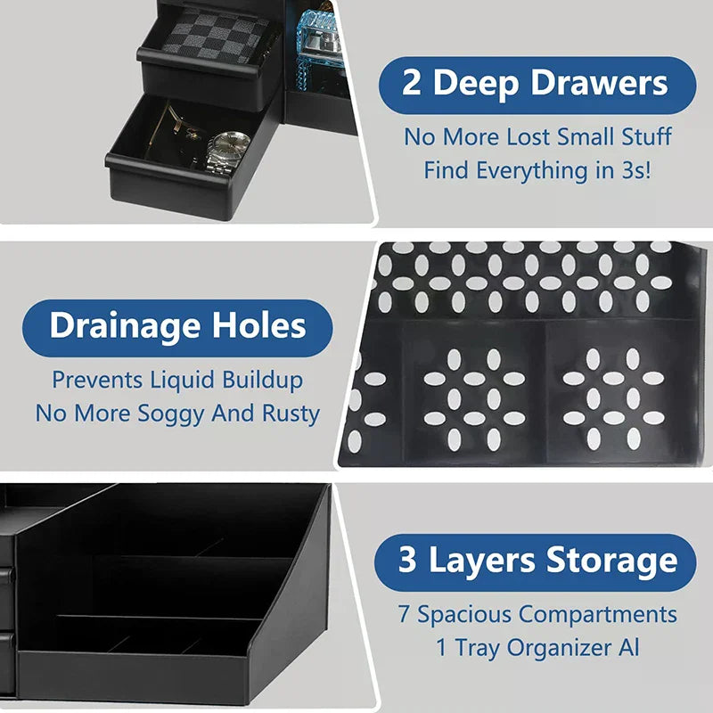 Men's Cologne Organizer Stand with Drawers | Perfume Holder Cologne Organizer Stand Qme