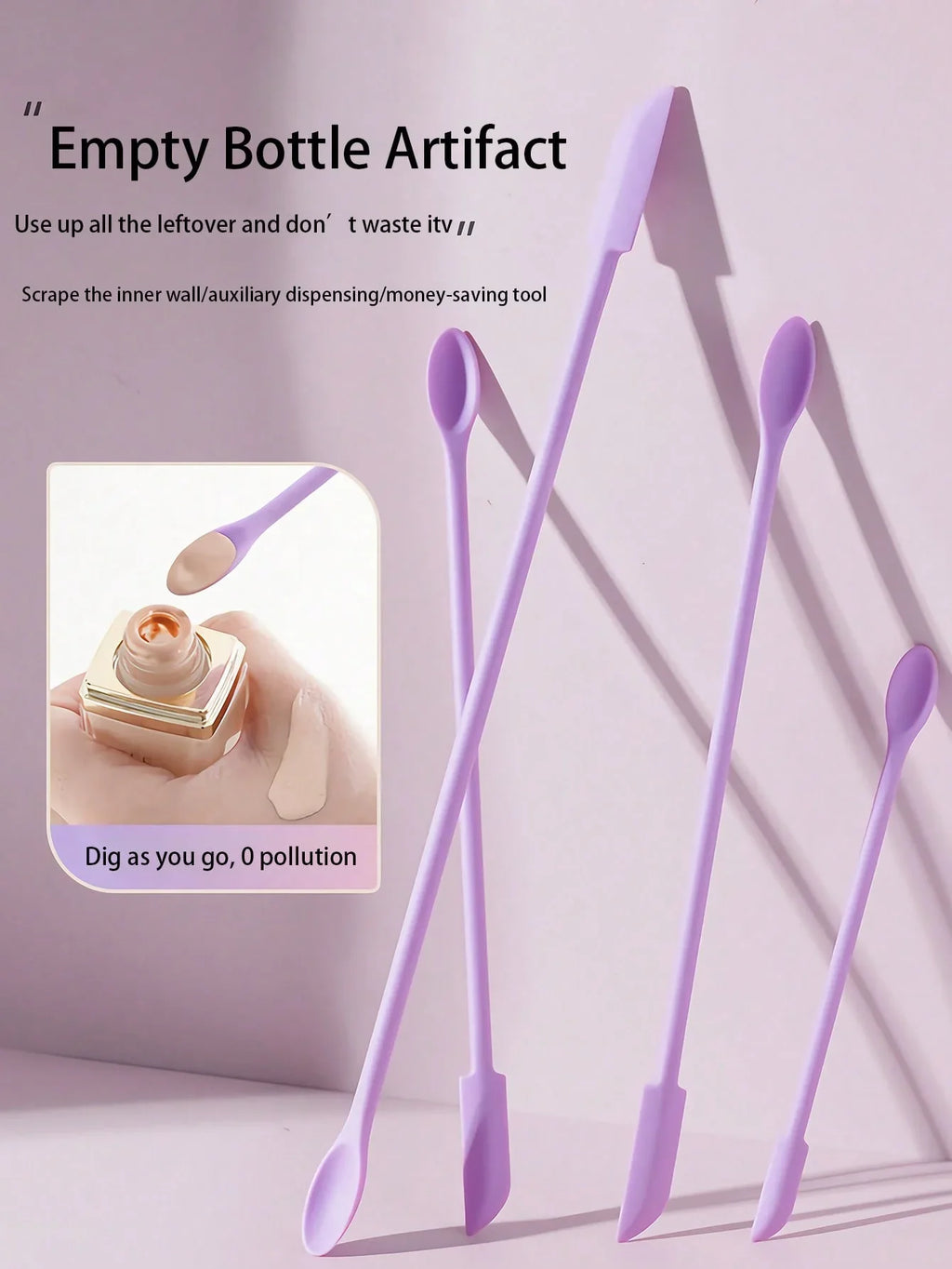 Silicone Bottle Scraper for Foundation & Lotion Jars | Qme Makeup Spatula Tool Qme