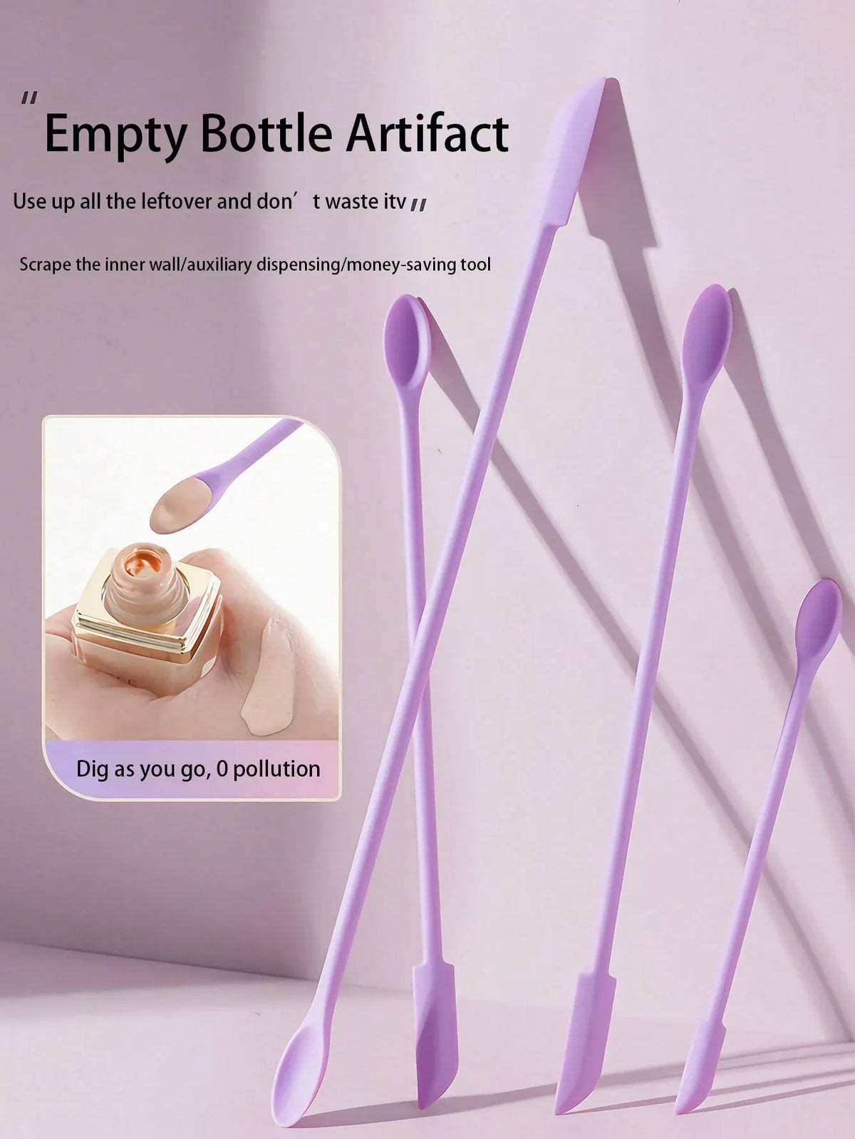 Silicone Bottle Scraper for Foundation & Lotion Jars | Qme Makeup Spatula Tool Qme