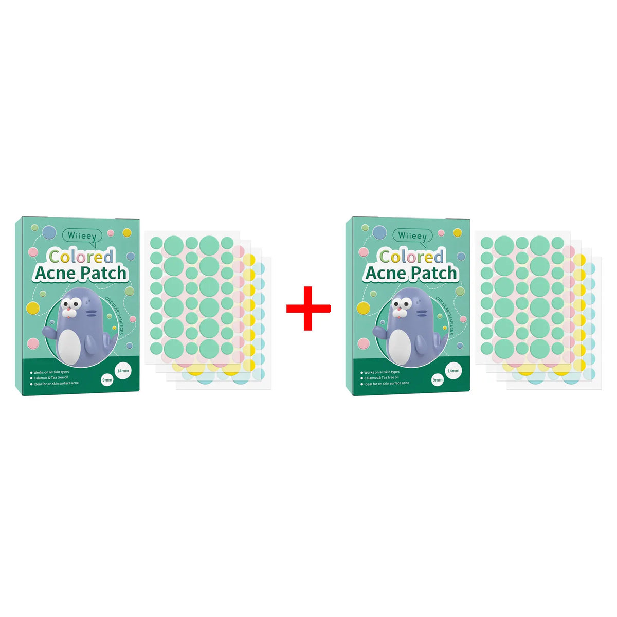 Wiieey Star Acne Patches – Colorful Pentagram Pimple Stickers Acne Patch Stickers Qst Circle 144pcs x 2