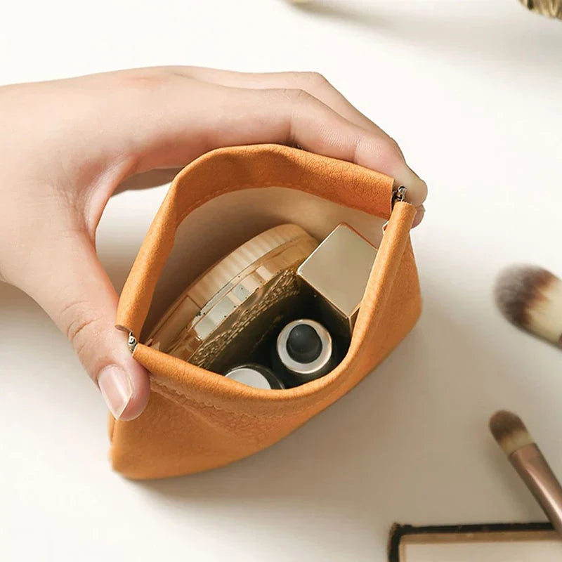 Leather Cosmetic Pouch – Jewelry, Earphone & Lipstick Organizer Cosmetic Organizer Pouch Qme