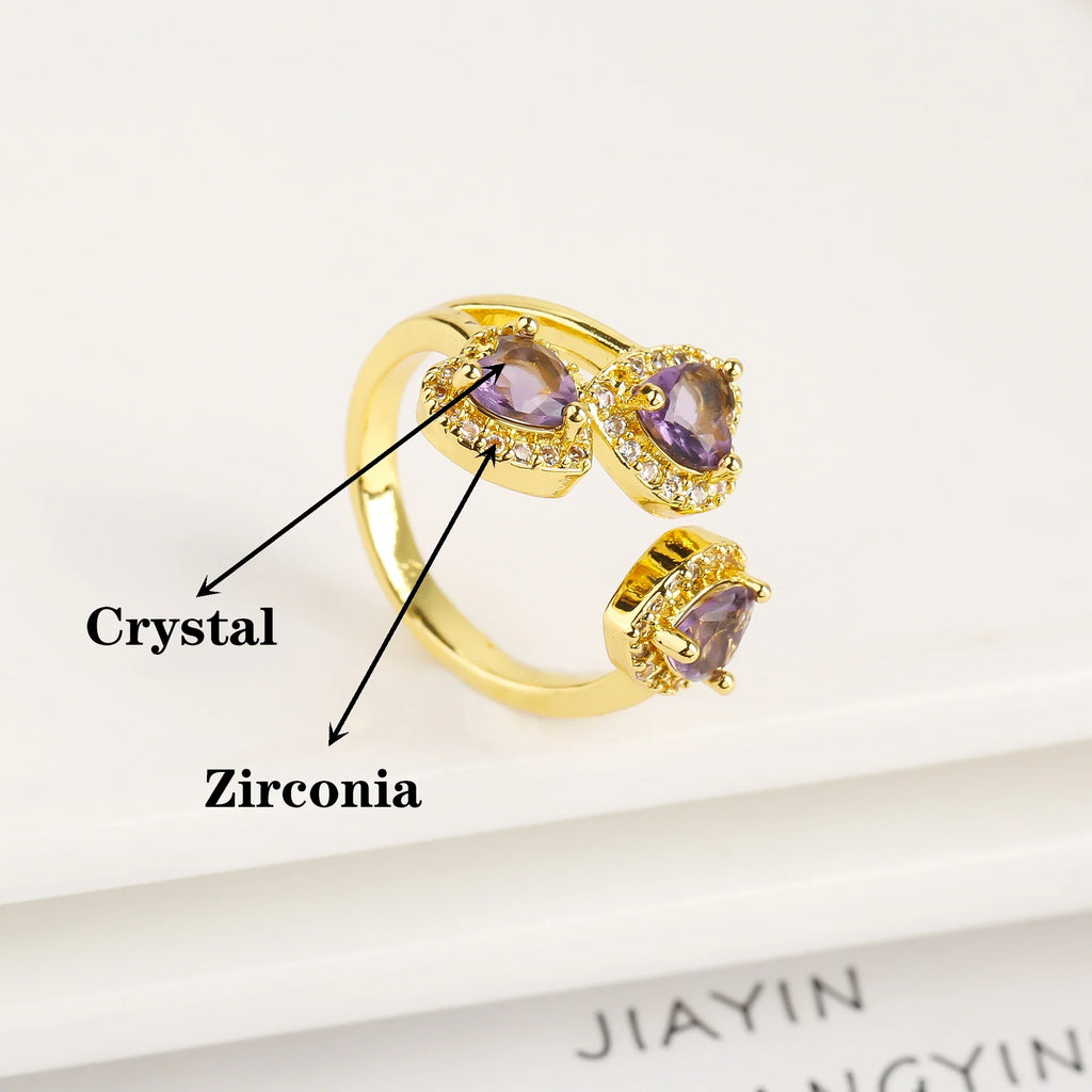 Heart Shape Cubic Zirconia Open End Ring for Women Fashion Ring Qme