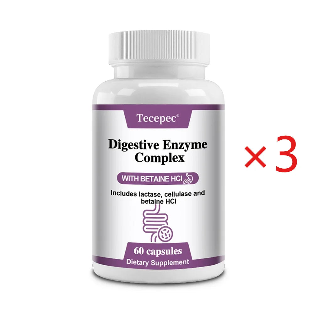 Tecepec Digestive Enzyme Capsules – 120 Count | Gut Support Digestive Supplement Qst 60 count-3 bottle