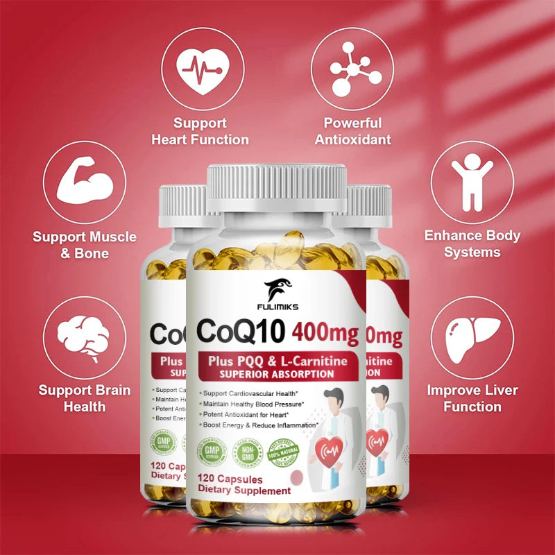 Fulimiks CoQ10 Ubiquinol 400mg – Energy & Antioxidant Capsules CoQ10 Supplement Qst
