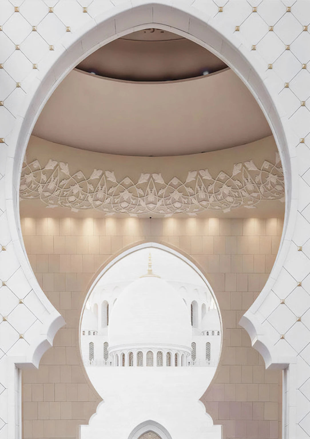 Morocco Mosque Canvas Wall Art – Beige Minimalist Poster Canvas Wall Art Qst 5 20x30cm Unframed