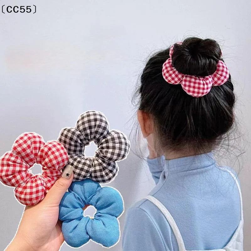 3D Flower Hair Scrunchie – Soft Polyester Hair Tie for Women Hair Scrunchie Qst