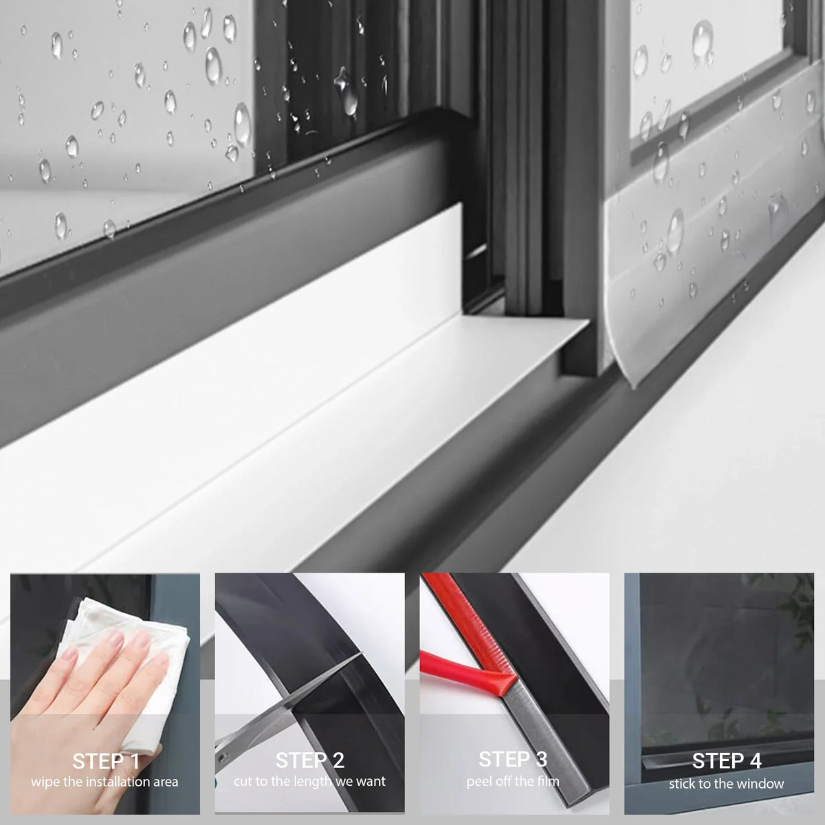 Window Rain Drip Guard Rubber Edge Sealing Strip 6M Window Door Seal Strip Qme