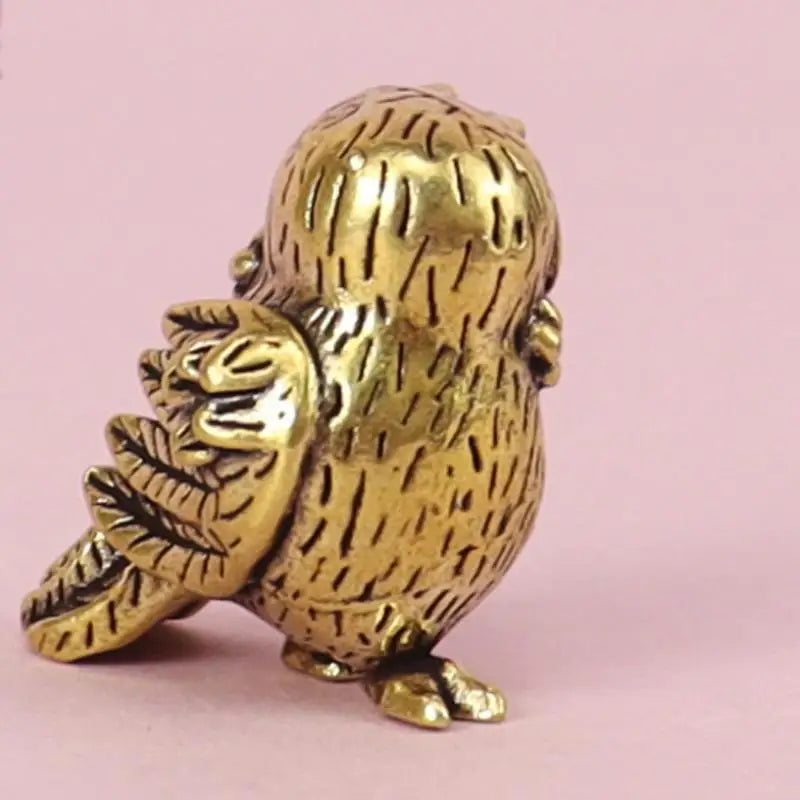 Mini Brass Owl Figurine – Retro Metal Bird Statue Tea Pet Decorative Figurine Qme 1pcs