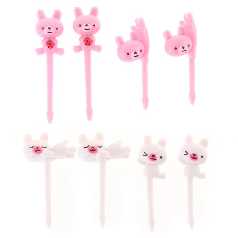 Cute Bear Mini Fruit Forks – Kids Cartoon Party Snack Picks 8pc Mini Food Picks Qme 8pcs