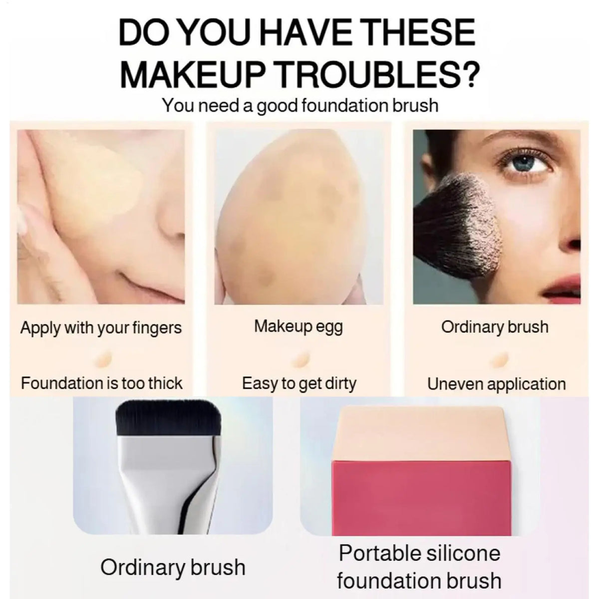 Silicone Face Applicator – Flat Head Foundation Tool Makeup Applicator Qme