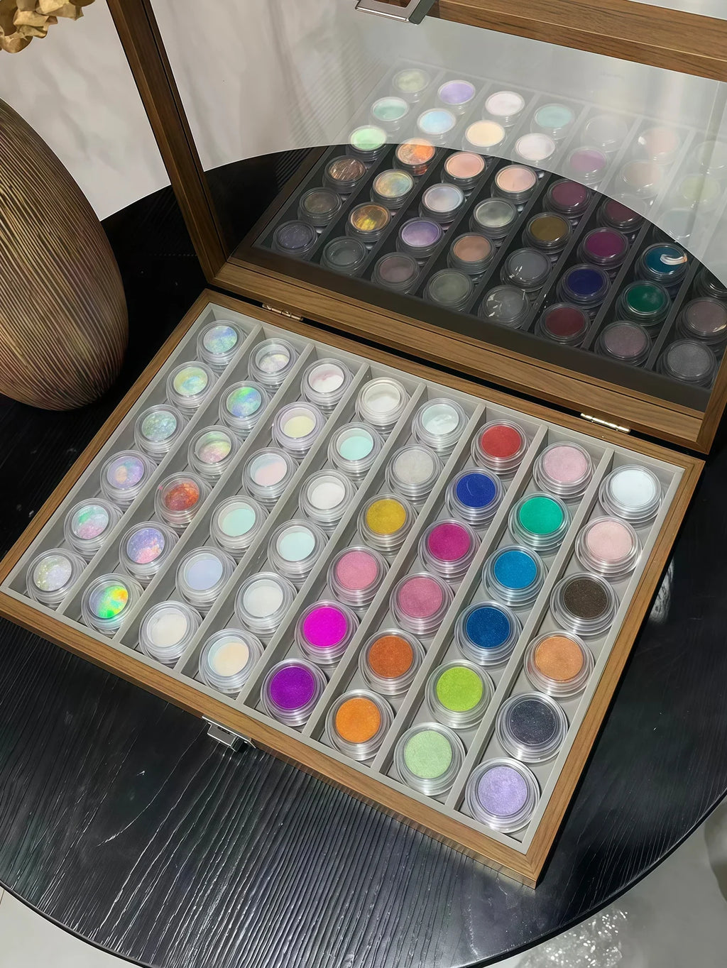 48-Color Aurora Ice-Clear Nail Powder Set with Storage Box Nail Powder Set Qme