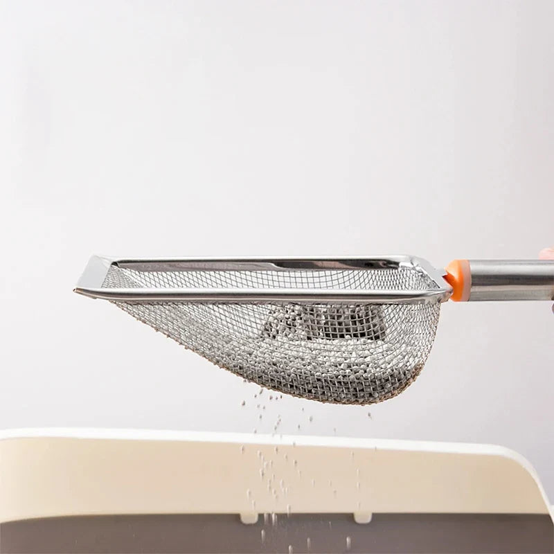 Stainless Steel Fine Mesh Cat Litter Scoop – Non-Stick Cat Litter Scoop Qme