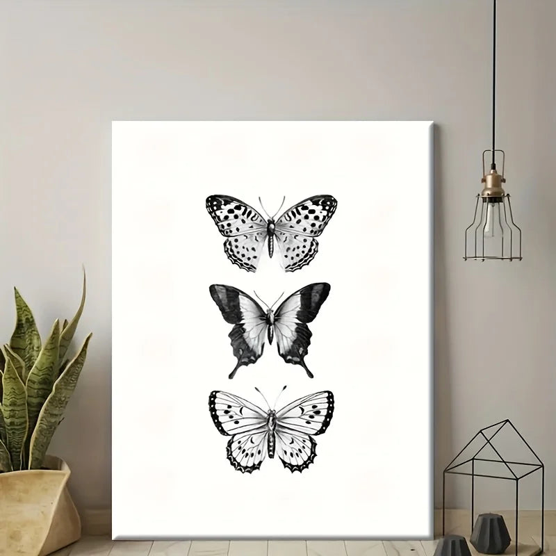 Butterfly & Floral Canvas Wall Art – Modern Abstract Decor Canvas Wall Art Qst 11 50x70cm Unframed