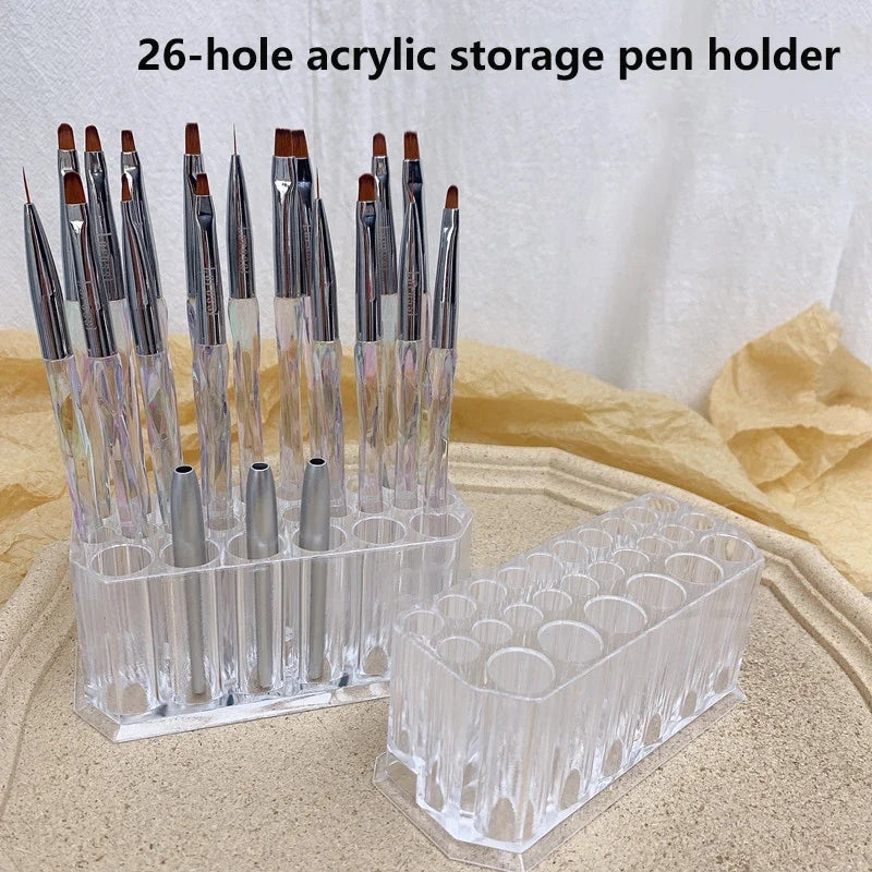 26-Hole Nail Brush Display Shelf & Makeup Tool Organizer Brush Display Organizer Qme