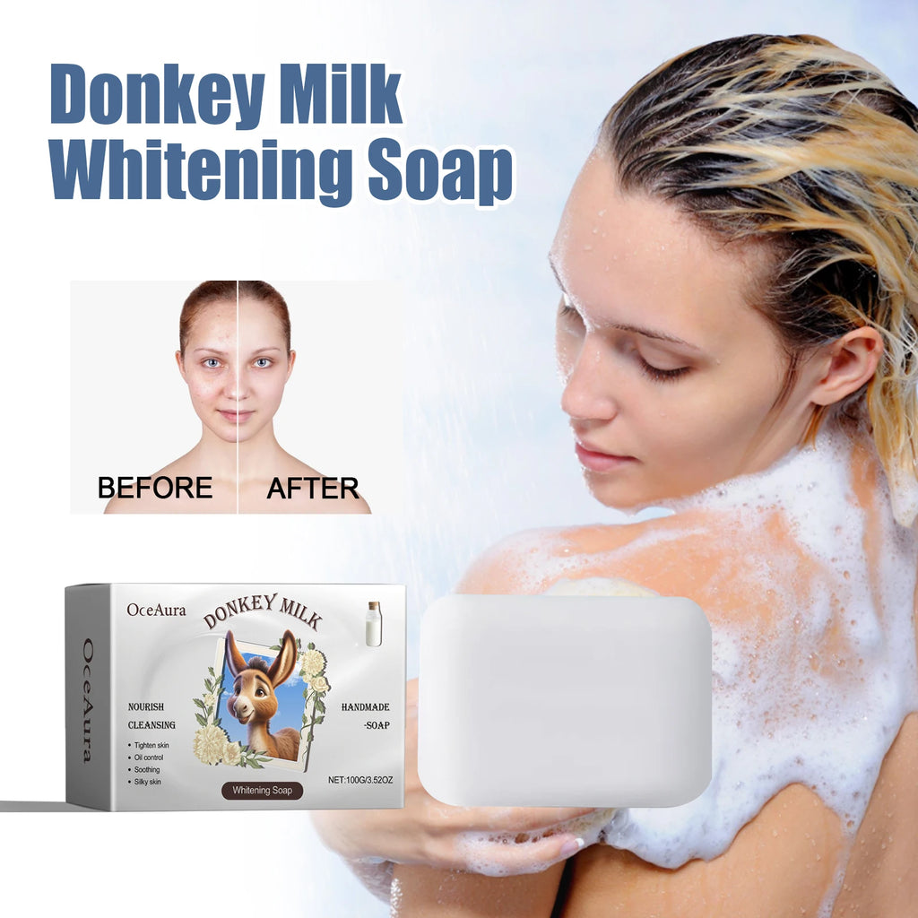 OCEAURA Donkey Milk Whitening Soap – All Skin Types Whitening Bar Soap Qst
