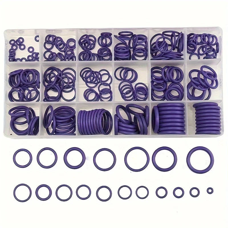 Auto AC O-Ring Gasket Sealing Kit with Toolbox | Car AC Repair AC Sealing Kit Qme Purple