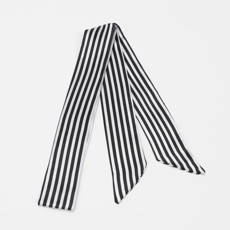 Women's Skinny Ribbon Scarf – Printed Polyester Hair Tie Ribbon Hair Scarf Qme A-12