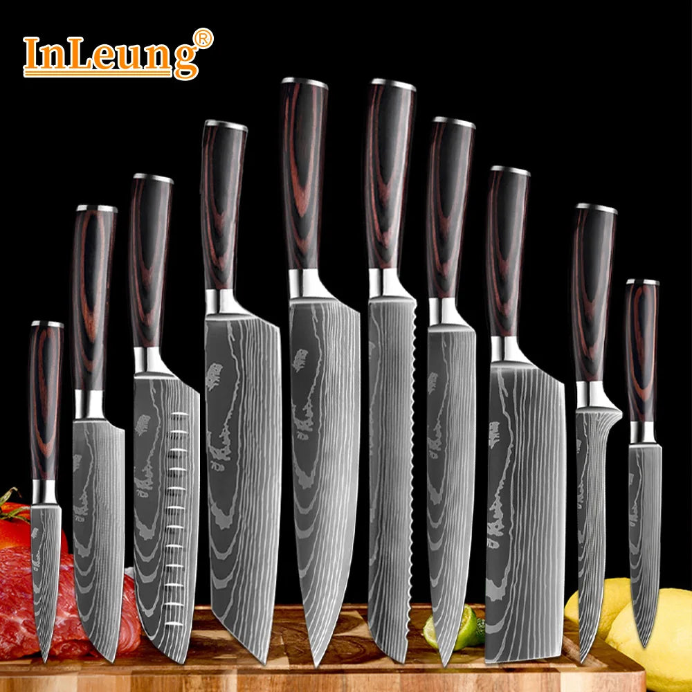 Damascus Chef Knife Set – Santoku, Cleaver & Boning Knives Chef Knife Set Qst