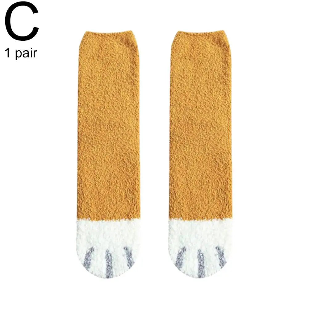 Women's Fluffy Cat Paw Socks – Cute Warm Winter Novelty Novelty Fluffy Socks Qme C