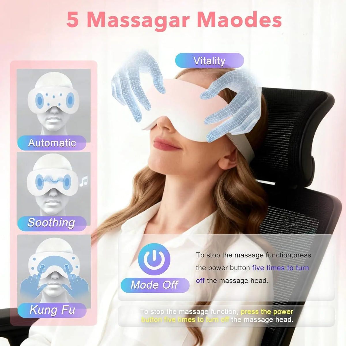 VIMYSHOW Smart Eye Massager – Cooling Vibration Eye Care Mask Eye Massager Device Qst