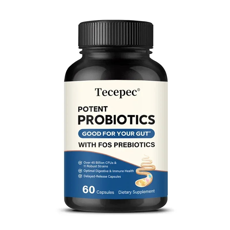 Tecepec Probiotics & Prebiotics Capsules | Digestive Support Probiotic Supplement Qst 60 count-1 bottle