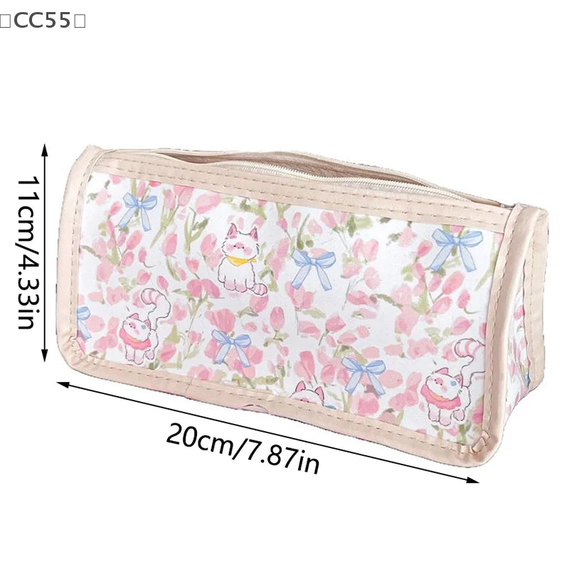 Tulip Kitten Transparent Pencil Case – Large Capacity Pouch Pencil Case Pouch Qst