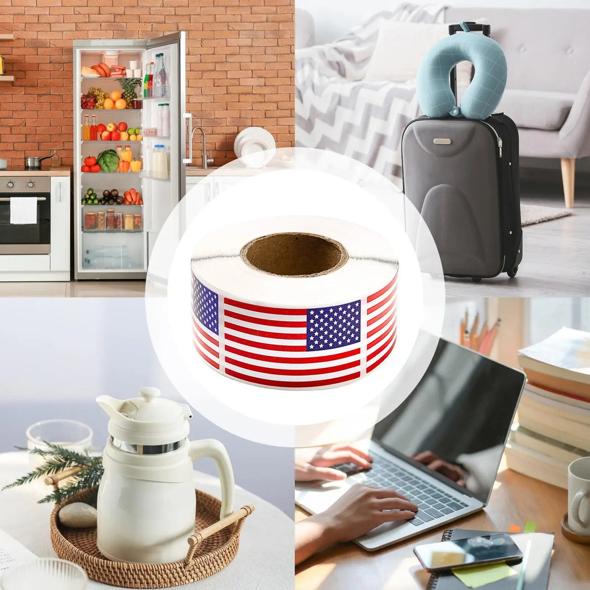 American Flag Car Decals – 2x2 in, 250 Per Roll | Patriotic Patriotic Car Decals Qme