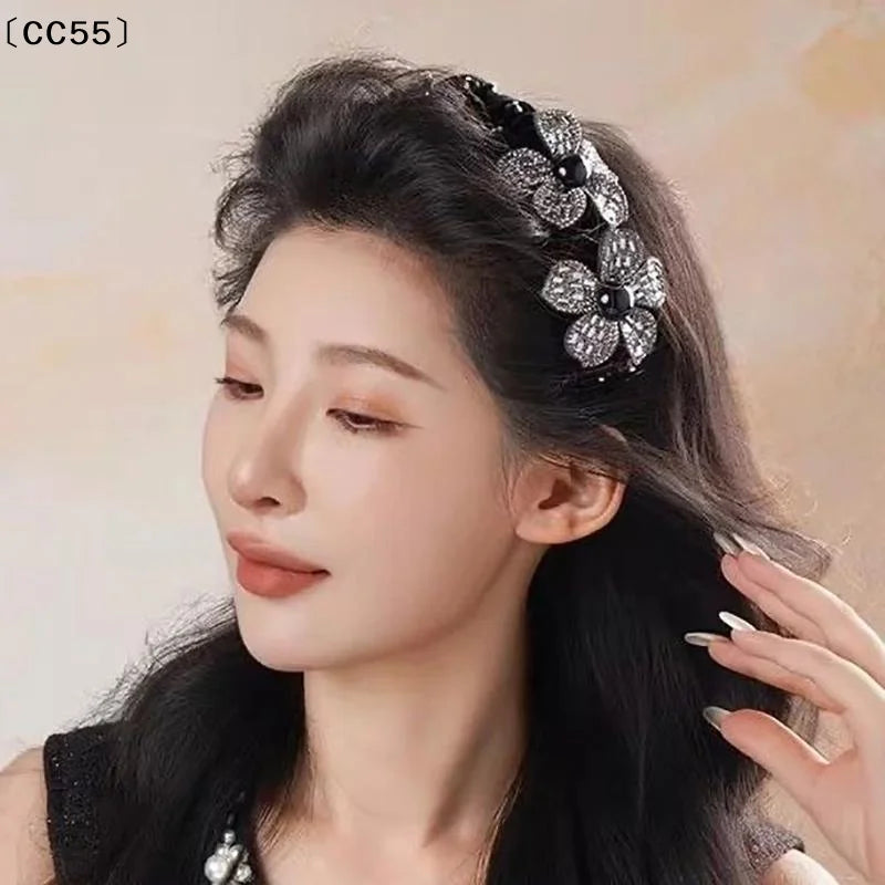 Rhinestone Flower Hair Hoop – Sparkling Diamond Headband Rhinestone Hair Headband Qst