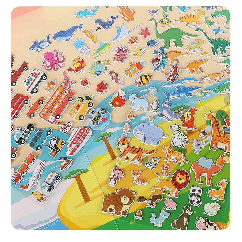 Reusable Vehicles Sticker Book – Kids Educational Activity Kids Activity Book Qme
