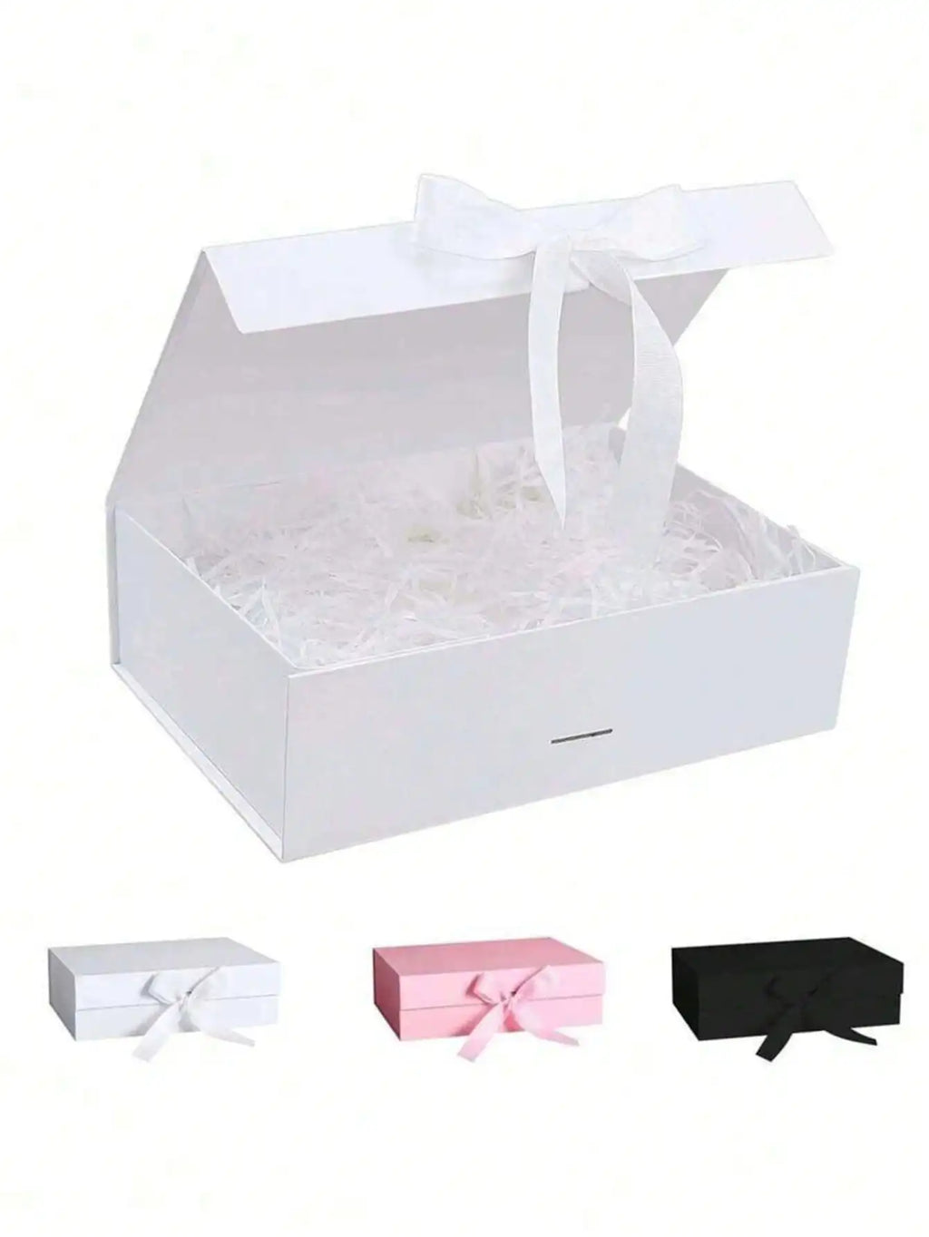 Foldable Magnetic Closure Ribbon Gift Box – 10 Colors Magnetic Gift Box Qme