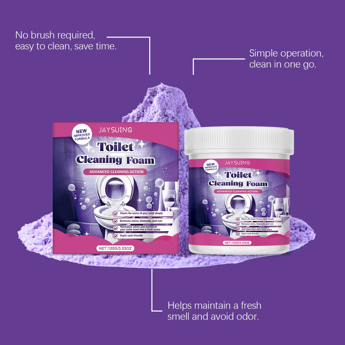 100g Toilet Cleaning Powder – Remove Stains & Odors | Jaysuing Toilet Bowl Cleaner Qst