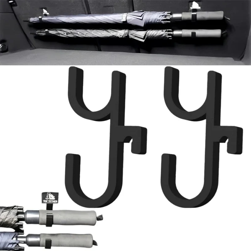 No-Drill Car Trunk Umbrella Hook Holder – 2 Pack Car Trunk Organizer Qme